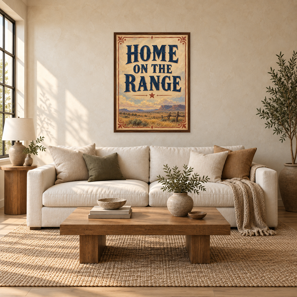 Home on the Range in a bright cream linen living room