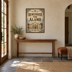 Remember the Alamo in a limestone entryway