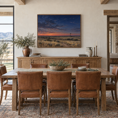 Lone Star Over the Llano displayed in a oak dining room
