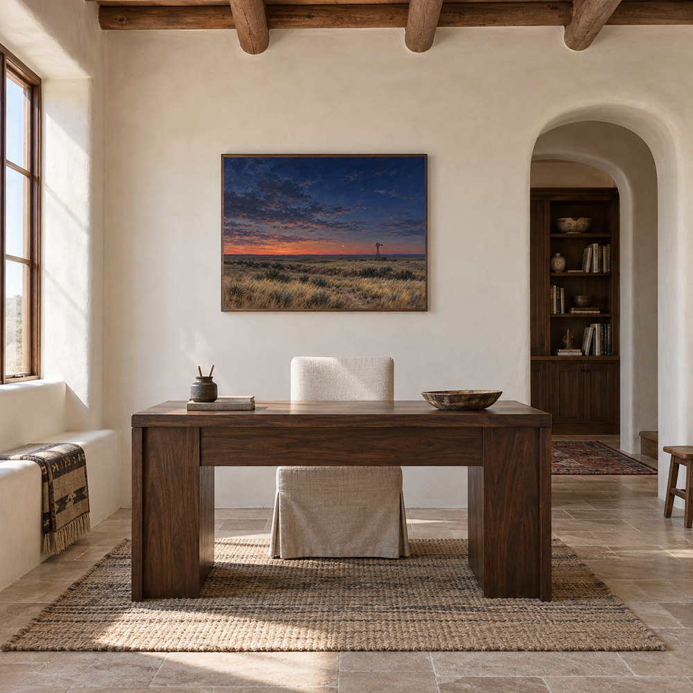 Lone Star Over the Llano displayed in a ranch home study