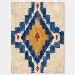 Desert Diamond Motif oil painting shown unframed on a neutral gray background