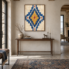 Desert Diamond Motif oil painting displayed in a Western entryway