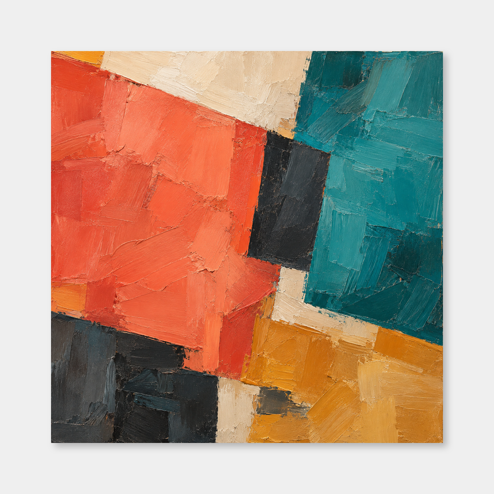 Bold Southwest Blocks oil painting shown unframed on a neutral gray background