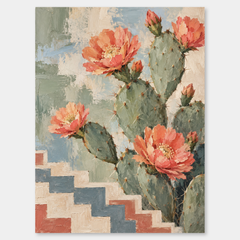 Desert Bloom Pattern Art oil painting shown unframed on a neutral gray background