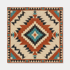 Full Diamond Southwest Pattern oil painting shown unframed on a neutral gray background