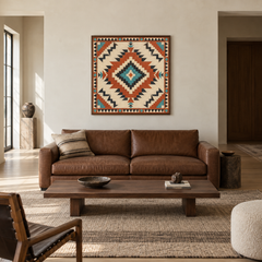 Full Diamond Southwest Pattern oil painting displayed in a ranch living room