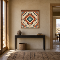 Full Diamond Southwest Pattern oil painting displayed in a Western entryway