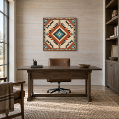 Full Diamond Southwest Pattern oil painting displayed in a ranch study
