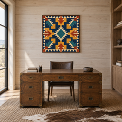 Bold Southwest Blocks oil painting displayed in a study