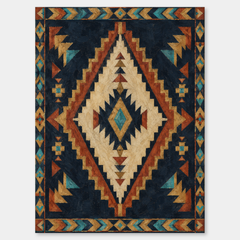 Dark Southwestern Pattern Statement Art oil painting shown unframed on a neutral gray background