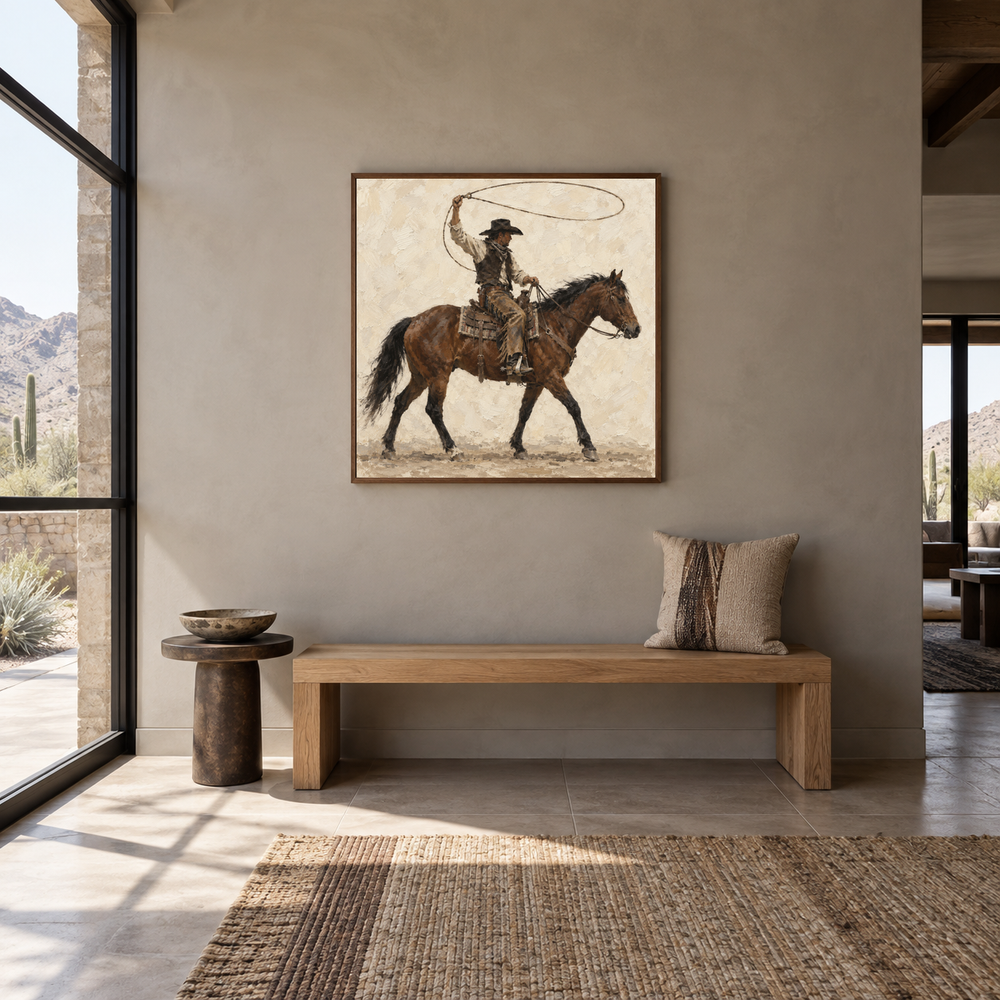 Lasso Rider displayed in a Western-inspired entryway