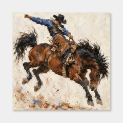 Rodeo Motion Study Western oil painting on a light gray background