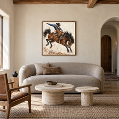 Rodeo Motion Study displayed in a Western-inspired living room
