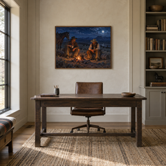 Cowboy Campfire displayed in a Western-inspired study