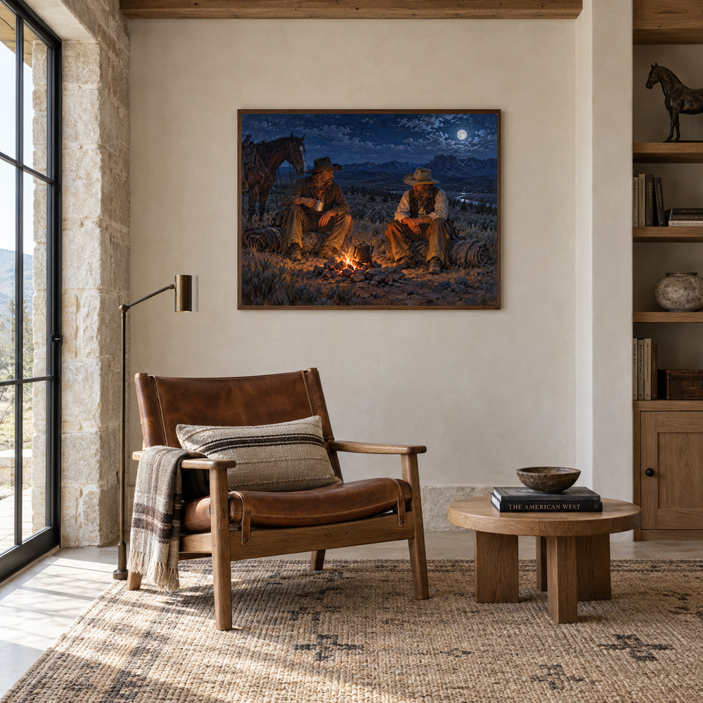 Cowboy Campfire displayed in a Western-inspired reading room