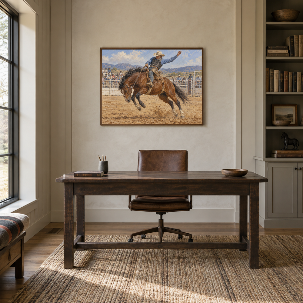 Rodeo Arena displayed in a Western-inspired study
