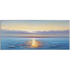 Calming Horizon – Coastal Sunrise Textured Oil Painting for Modern Decor