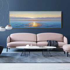 Calming Horizon – Coastal Sunrise Textured Oil Painting for Modern Decor