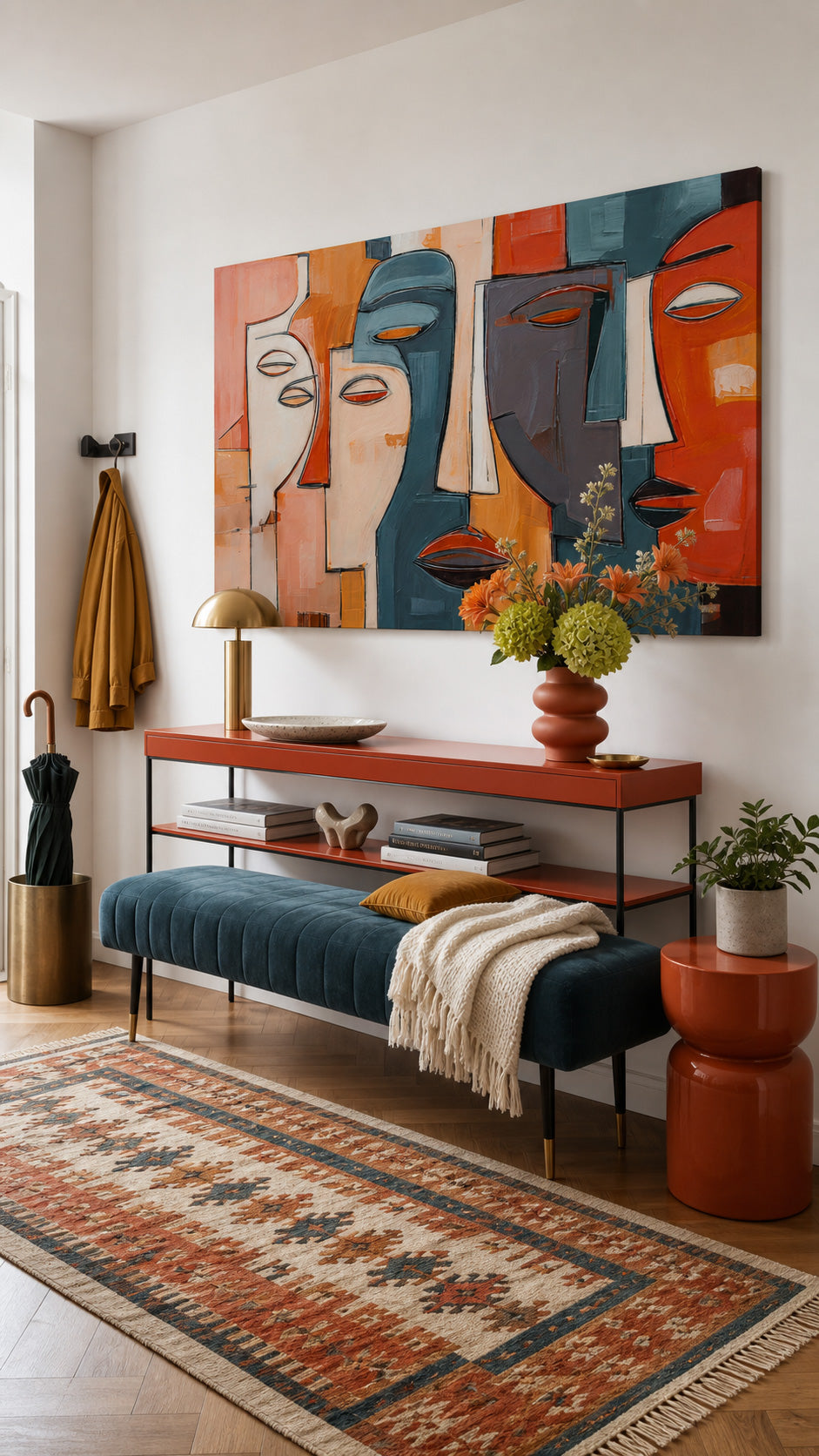 Colorful Geometric Face Art On Canvas For Contemporary Home And Office