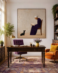 Square Canvas Art With Textured Brushwork For Modern Organic Interiors