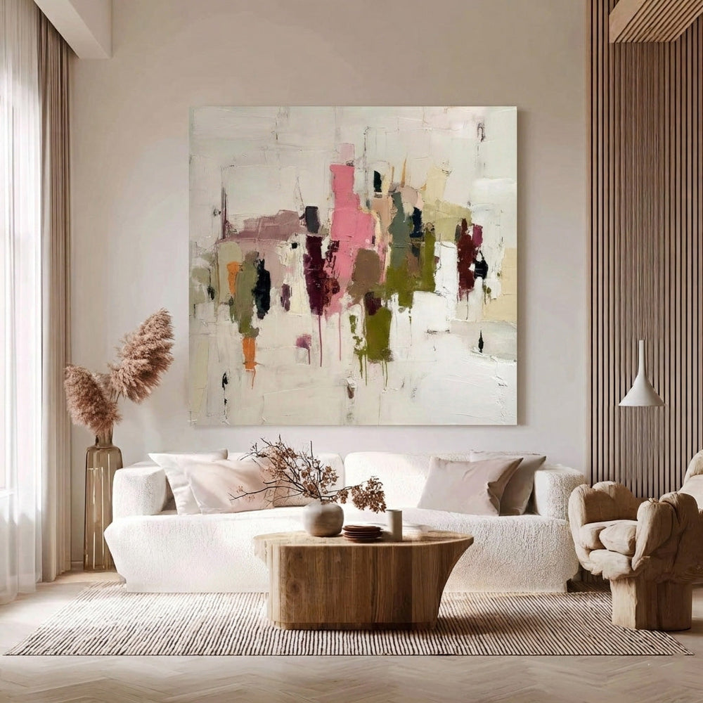 Original Oil And Acrylic Painting On Linen With Thick Impasto Effect For Unique Interior Design Statement Piece