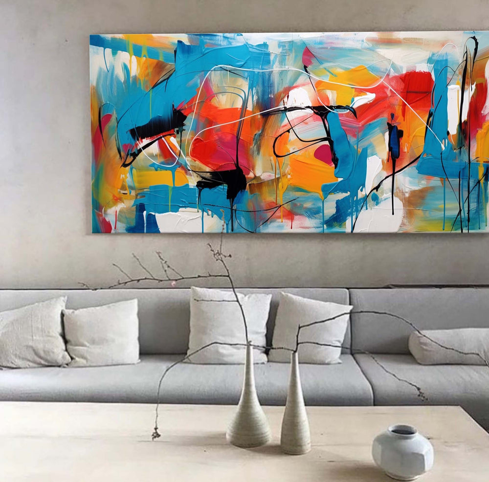 Large colorful Acrylic Painting Original Oil Painting On Canvas Modern Abstract Living Room Wall Art