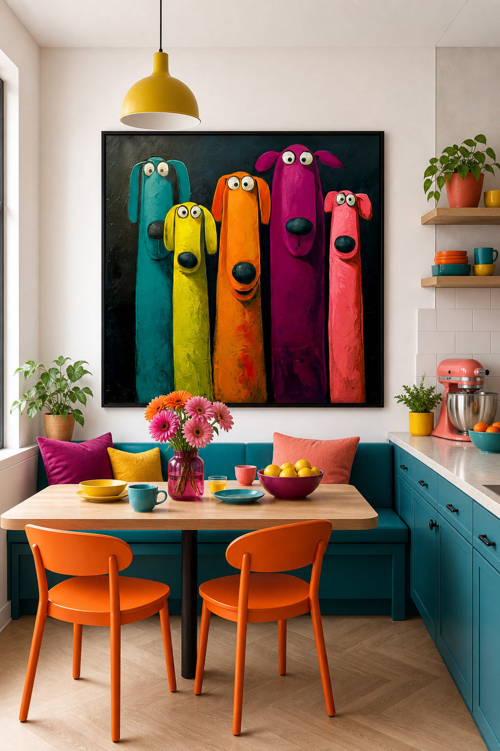 Funny Dog Art Print Bright Colors Unique Gift For Dog Lovers Home