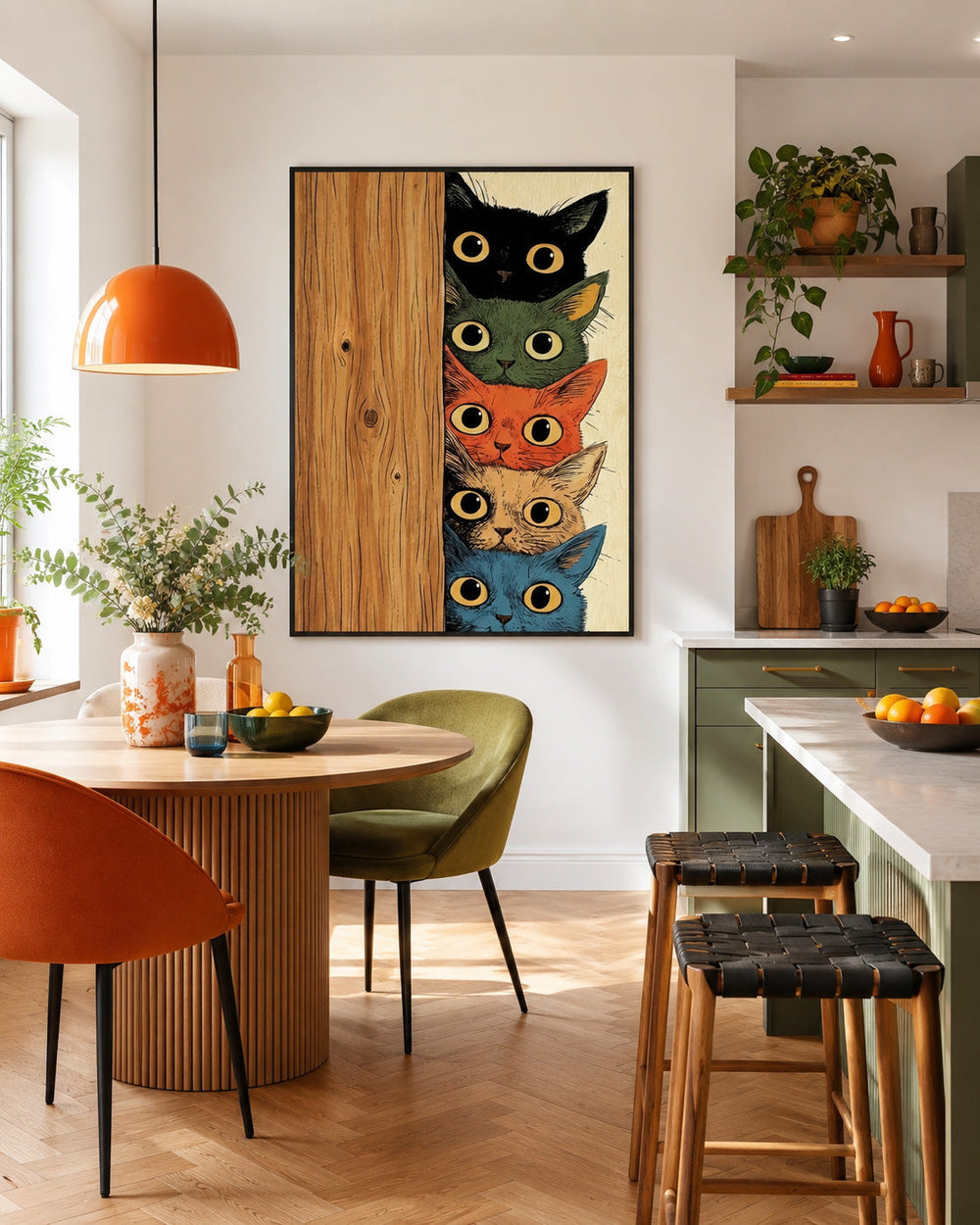 Retro Style Animal Portrait Painting With Fine Linen Canvas Texture