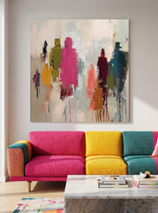 Silhouettes From Behind Art Expressive Abstract Figures With Rich Texture For Contemporary Home And Office Interior Design