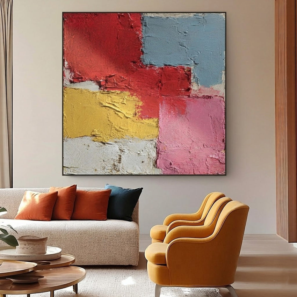 Modern Geometric Abstract Art With Rich Texture Ideal For Contemporary Lounge Wall Decor