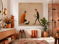 Whimsical Figurative Art Print Romantic Scene With Dachshund