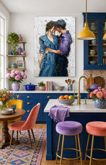 Expressive Couple Portrait Painting With Thick Texture For Romantic Home Decor