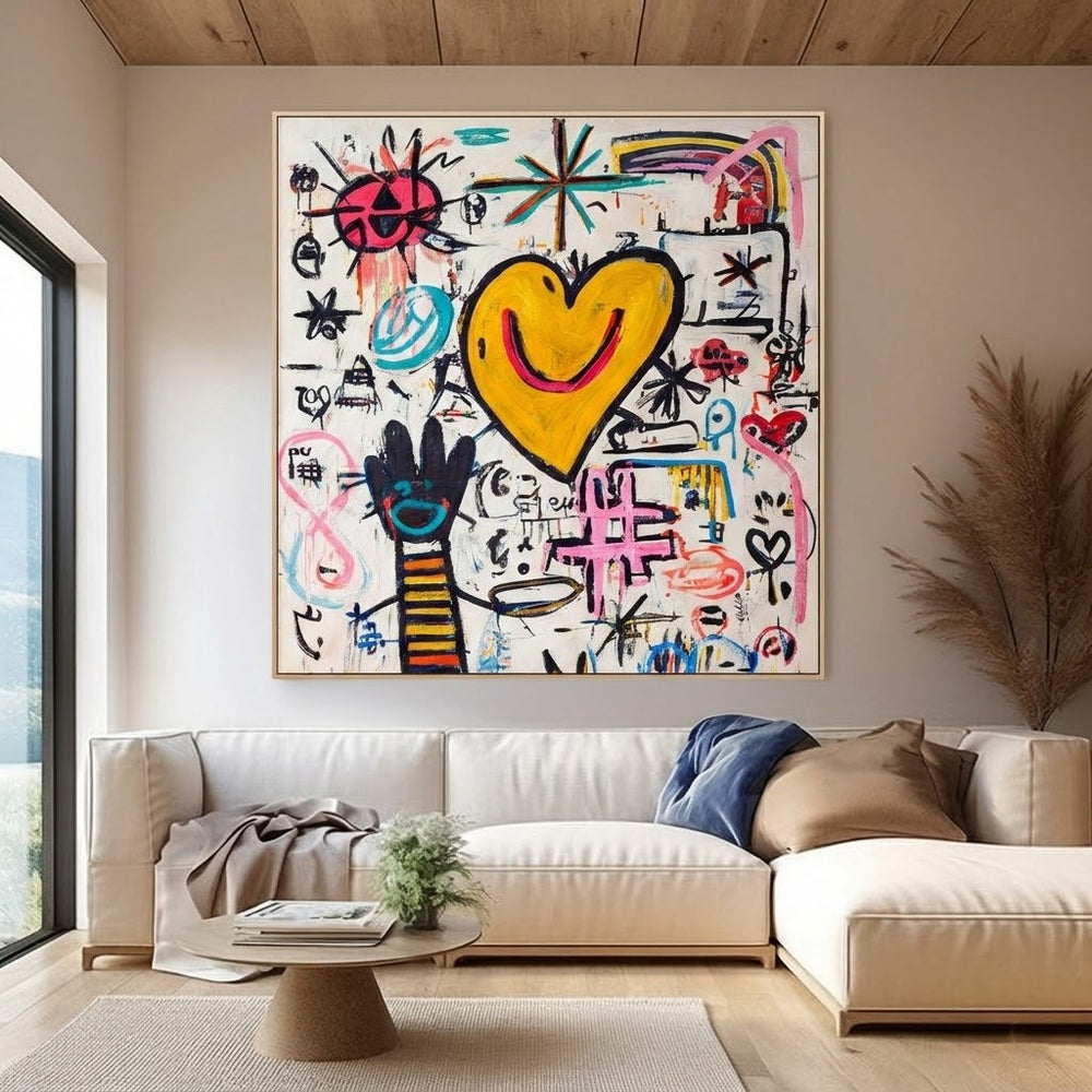 Expressive Heart Centered Abstract Art For Creative Studio And Lounge