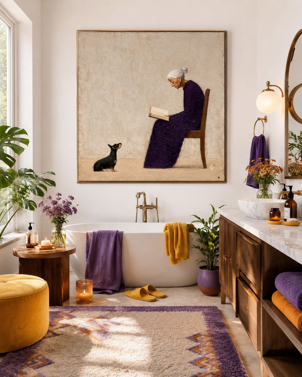 Square Canvas Art With Textured Brushwork For Modern Organic Interiors