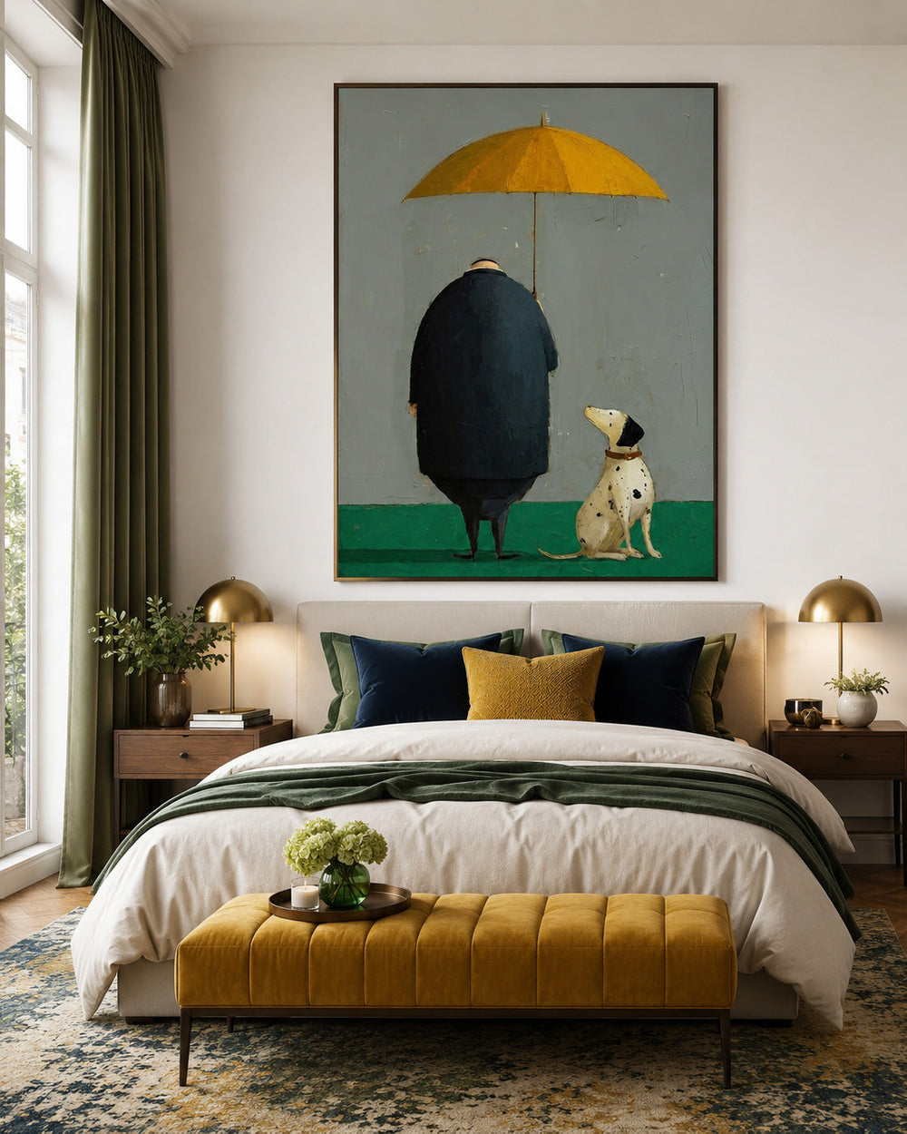 Unique Storytelling Wall Art Featuring Loyal Dog And Owner In Rain