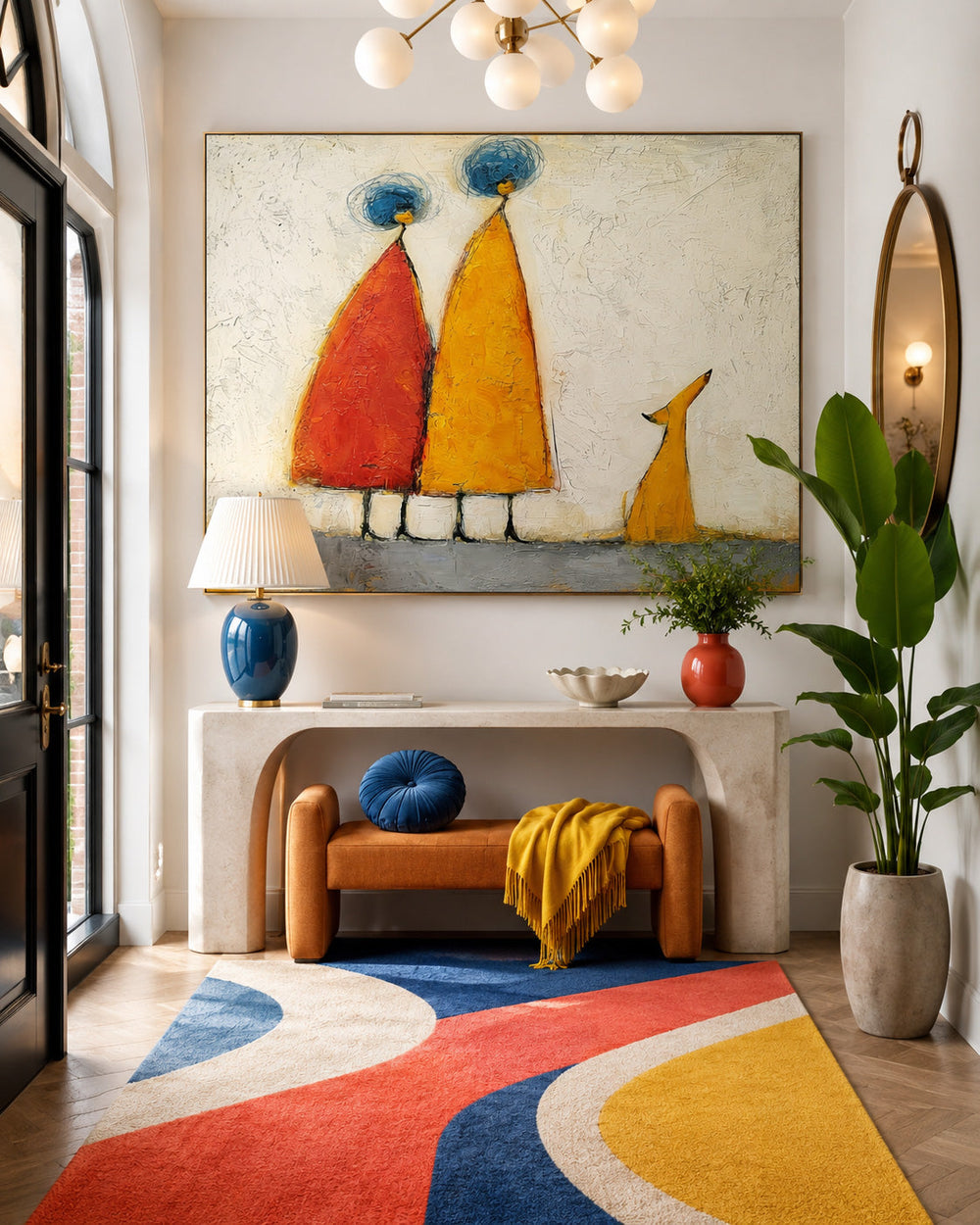Minimalist Textured Canvas Art Colorful Abstract Figures For Contemporary Home Interior