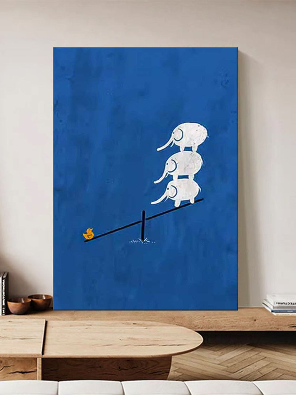 Large Wall Art Texture Minimalist Alistelephant Scale Canvas Oil Painting Abstract Original Blue Artwork