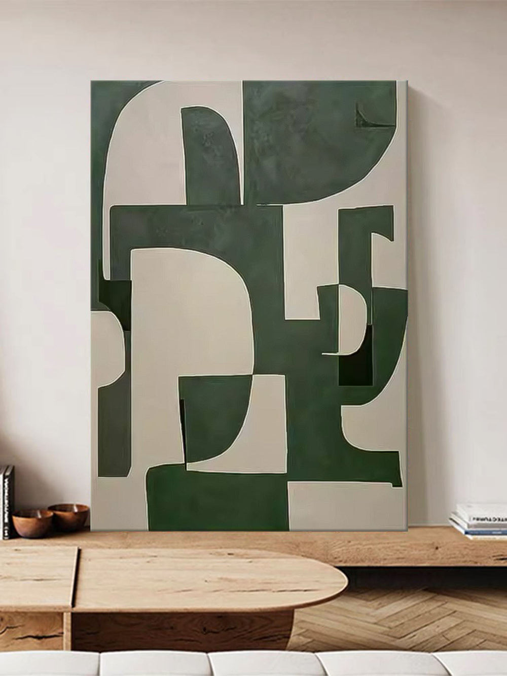 Original Minimalist Artwork Large Green Geometric Wall Art Texture Abstract Canvas Oil Painting