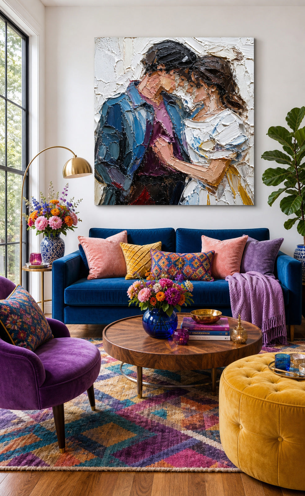 Expressive Figure Painting With Thick Impasto Strokes For Modern Living Room Wall Art