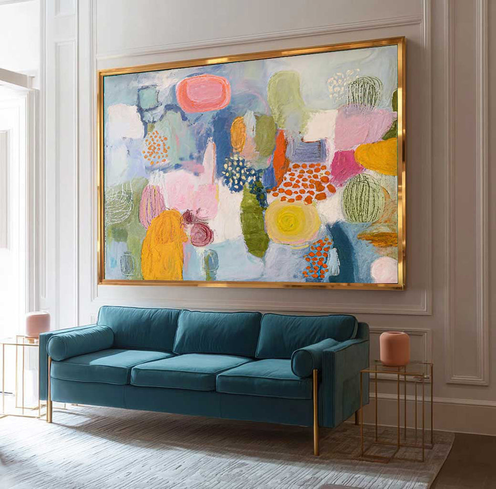 Colorful Abstract Painting With Graffiti Style For Modern Living Room Decor
