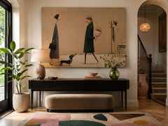 Whimsical People Art Print Textured Canvas For Entryway And Lounge Decor