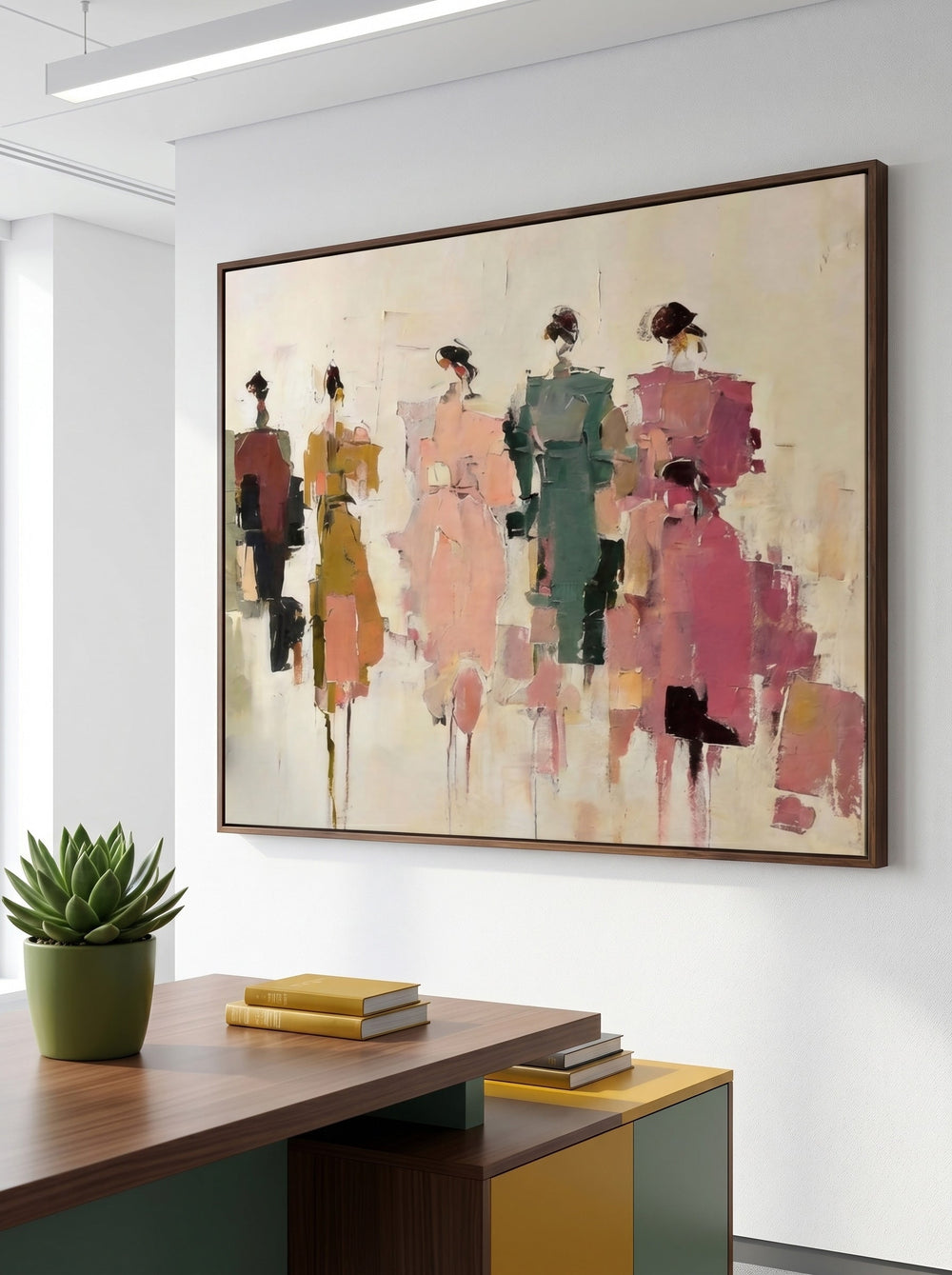 Abstract People Painting With Textured Brushwork For Modern Living Room Decor
