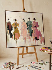 Abstract People Painting With Textured Brushwork For Modern Living Room Decor