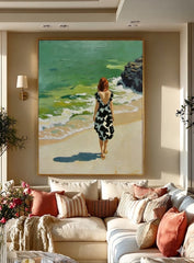 Serene Seaside Woman Art Print For Relaxing Bedroom And Lounge Spaces