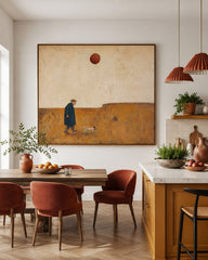 Solitary Journey Original Oil Painting Beige And Brown Tones For Living Room