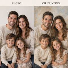 Custom Portrait from Photo | Personalized Family & Wedding Oil Painting Horizontal