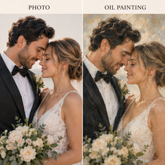 Custom Portrait from Photo | Personalized Family & Wedding Oil Painting Horizontal