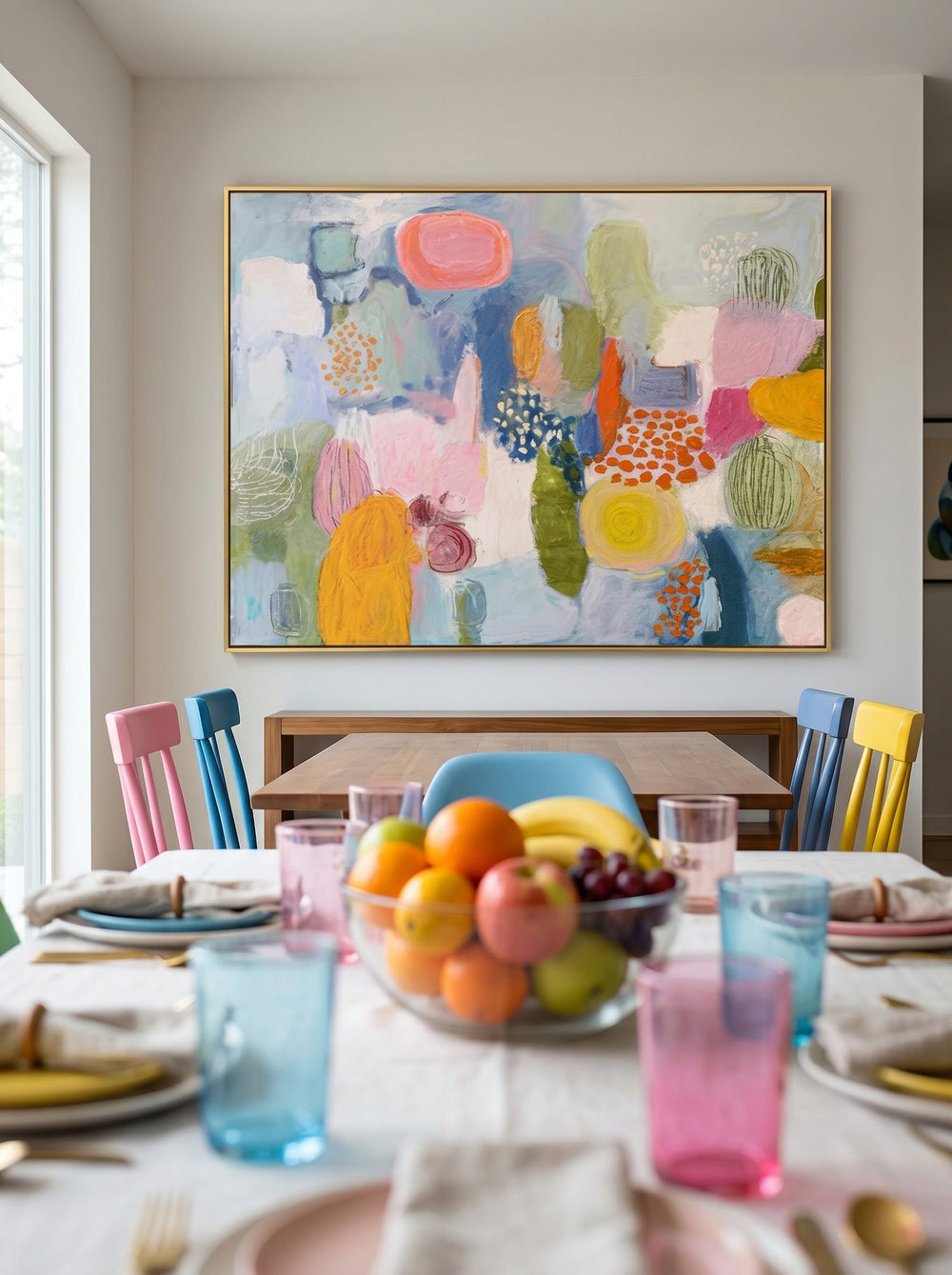 Colorful Abstract Painting With Graffiti Style For Modern Living Room Decor