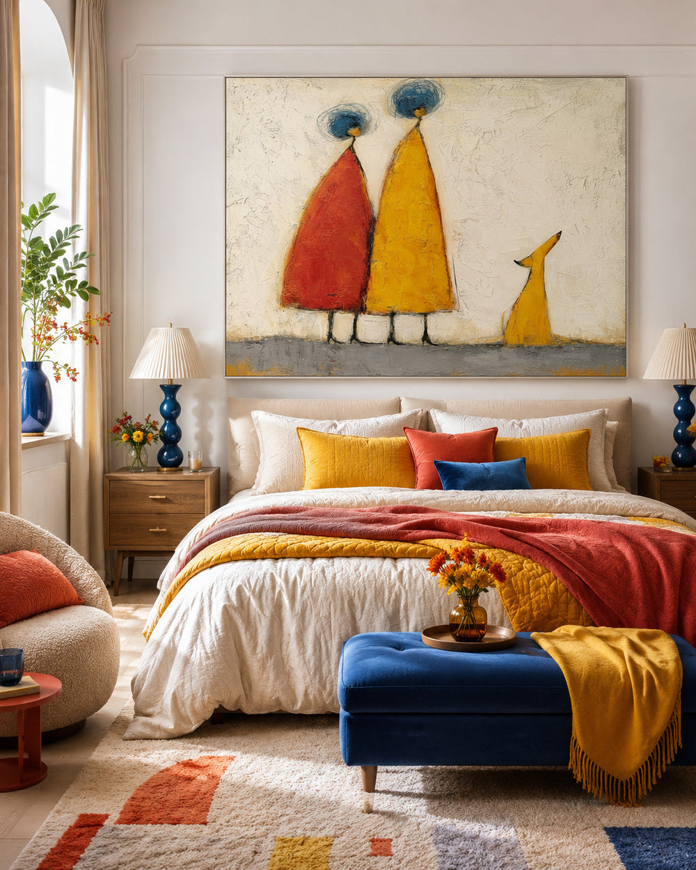 Minimalist Textured Canvas Art Colorful Abstract Figures For Contemporary Home Interior