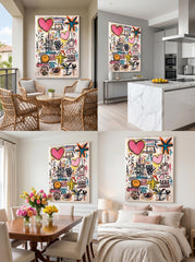 Bold Colorful Abstract Art With Expressive Graffiti Elements For Home